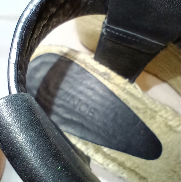 Vince Black Leather Ankle Strap Platform Womens Espadrilles. Size 7M